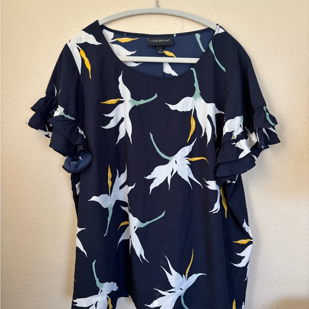Lane Bryant Navy Floral Blouse size 18